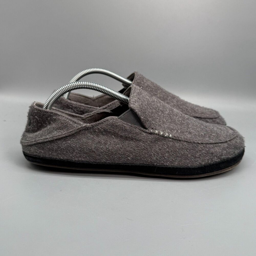 Olukai Moloa Hulu Men's 9 Gray Wool Lightweight Slip-On Low Top Comfort Slippers